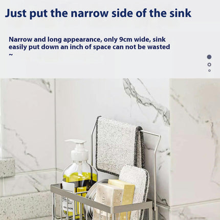 Kitchen Sink Caddy Organizer Multifunctional Kitchen Sink Sponge Holder - with Auto Drain Holds Sponge