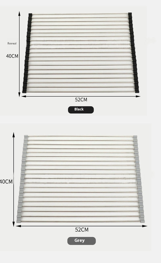 Roll Up Dish Drying Rack Over Portable Stainless Steel Rolling Rack Multipurpose Kitchen Drainer Caddy