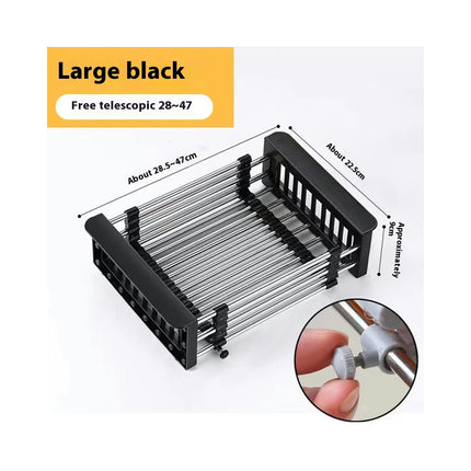 Dish Drying Rack Adjustable Stainless Steel Drainer Basket Drain Tray for Dish Vegetable Fruit On Counter