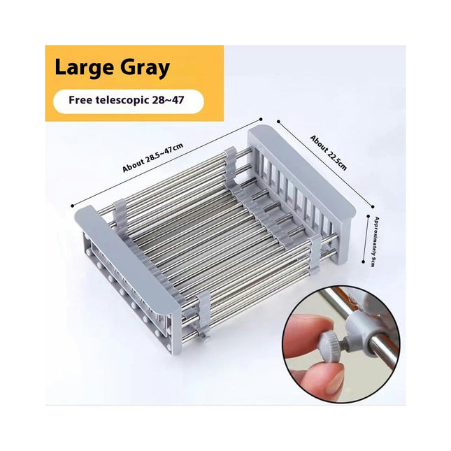 Dish Drying Rack Adjustable Stainless Steel Drainer Basket Drain Tray for Dish Vegetable Fruit On Counter