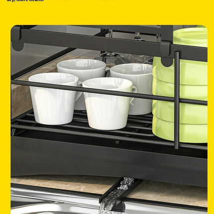 Space-Saving Dish Drying Racks for Kitchen Counter with Drainboard Rustproof Drying Rack Kitchen Tool