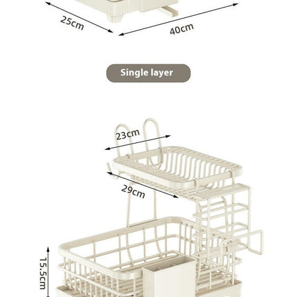 Iron Dish Drying Rack with Drainboard Dish Drainers for Kitchen Counter Sink Adjustable Spout Strainers