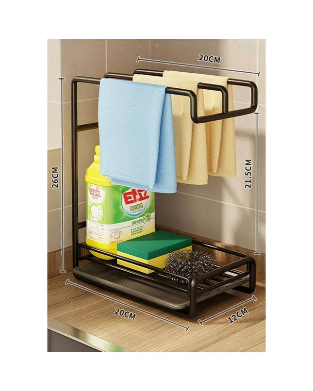 Washcloth Holder Kitchen Storage Wall-Mounted Sink Draine Rack for Dry Dishes & Drain Items Holder Tool