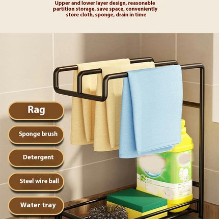 Washcloth Holder Kitchen Storage Wall-Mounted Sink Draine Rack for Dry Dishes & Drain Items Holder Tool