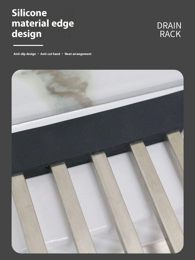 Roll Up Dish Drying Rack Stainless Steel and Silicone Dish Drying Mat Over The Sink Foldable Drainer