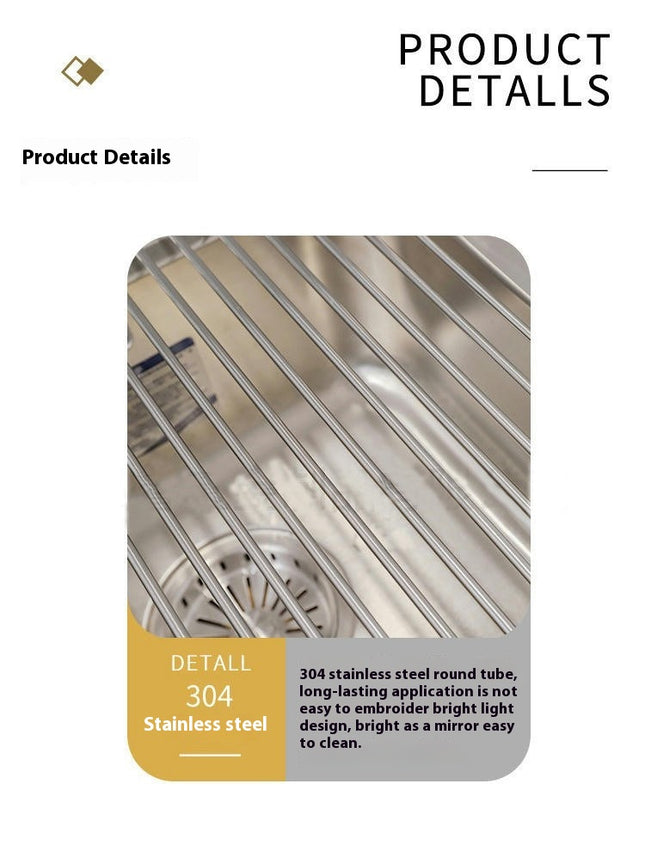 Portable Stainless Steel Rolling Rack Multipurpose Kitchen Drainer Caddy Organizer Storage Dish Rack