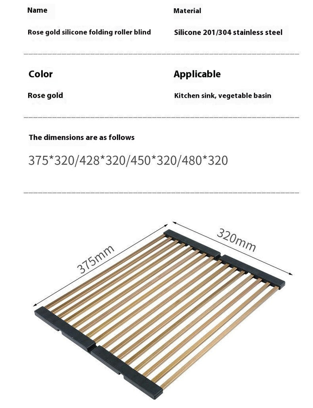 Roll Up Dish Drying Foldable Sink Rack to Dry Dishes & Drain Items Stainless Steel Over Sink Drying Mat
