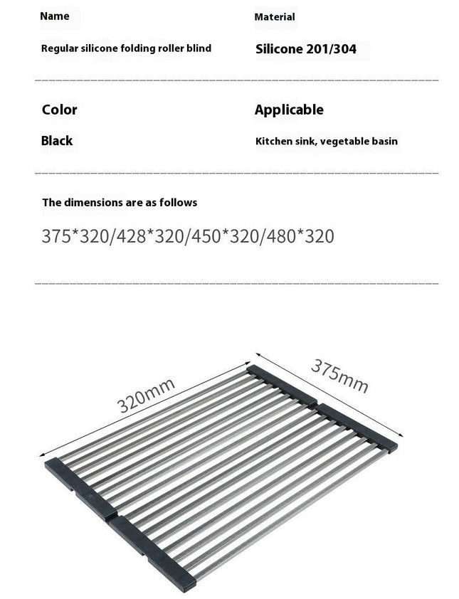 Roll Up Dish Drying Rack Over Sink Multipurpose Foldable Stainless Steel Drainer - Kitchen Rack Gadget