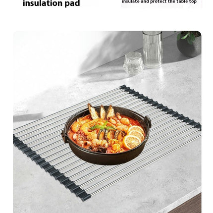 Roll Up Dish Adjustable Over Sink Dish Drying Rack - for Kitchen Foldable Sink Counter to Drain Items