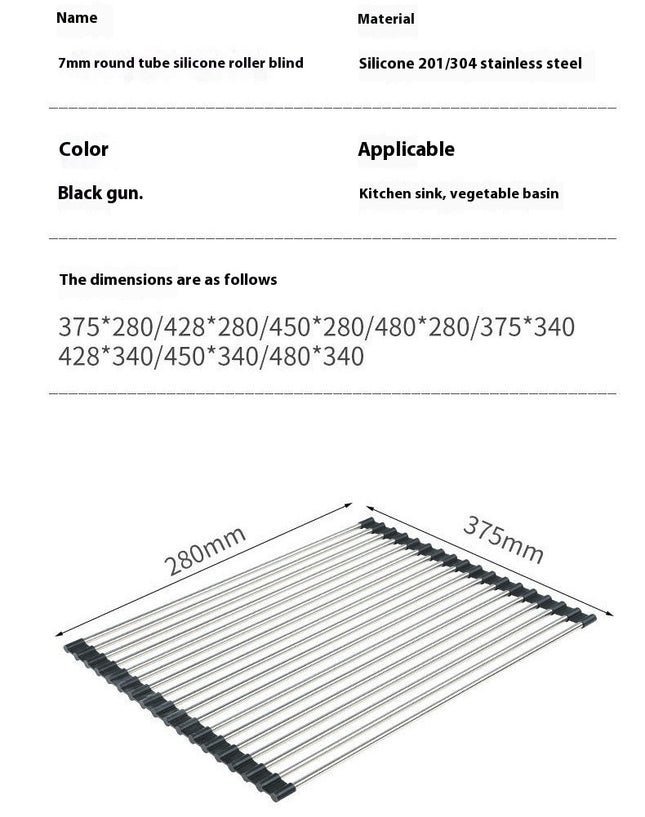 Roll Up Dish Adjustable Over Sink Dish Drying Rack - for Kitchen Foldable Sink Counter to Drain Items