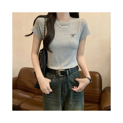Crop Tops for Women Short sleeve Crewneck T-shirts Summer Fitted Basic Tees