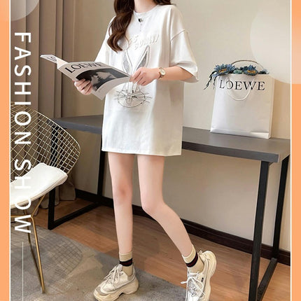 Women's Casual Short Sleeve Round Neck Cartoon Tops Loose Fit Tee Shirts Basic Tops