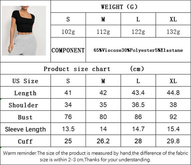 Women's Square Neck Short Sleeve Slim Fitted Ribbed Knit Basic Crop Top Tee Shirt