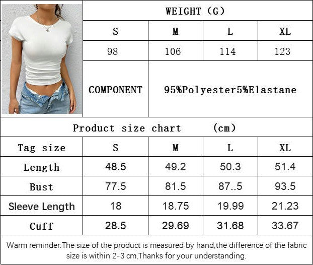 Short Sleeve Crew Neck Crop Tops for Women Backless Twist Back T Shirt