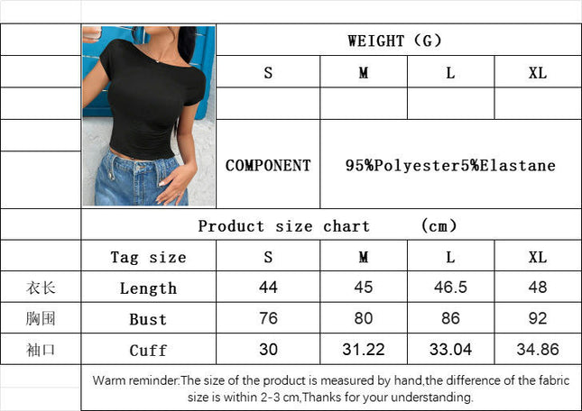 Women's Summer Slim Fit T Shirts Round Neck Short Sleeve Backless Crop Top