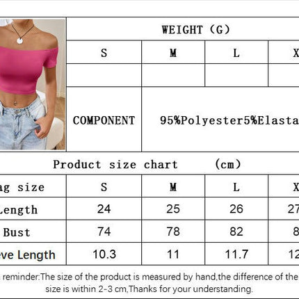 Women's Summer Off Shoulder Crop Top Short Sleeve Slim Fit T-Shirt