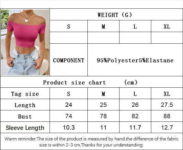 Women's Summer Off Shoulder Crop Top Short Sleeve Slim Fit T-Shirt