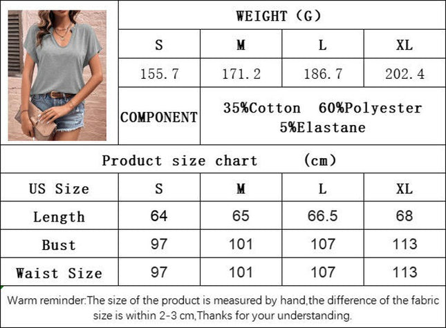 Women's Summer Short Sleeve V Neck Tops Ruched Loose Casual T Shirt