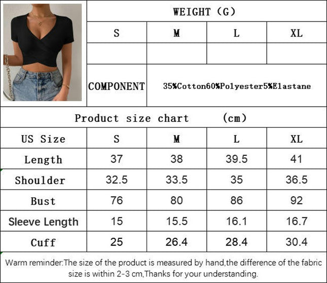Women's Sexy Deep V Neck Short Sleeve T Shirts Summer Casual Going Out Crop Tops