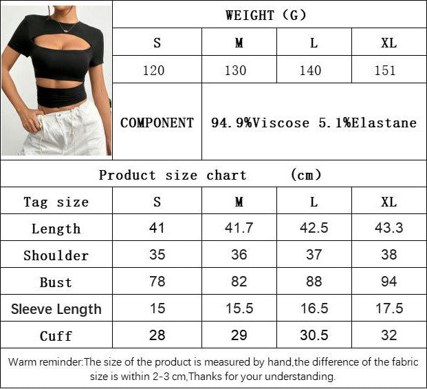 Womens Fashion Cutout Crew Neck Tops Short Sleeve Slim Fit Tee Shirts
