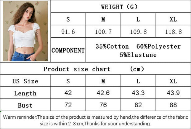 Women's Sweetheart Neck Cap Sleeve Crop Top Summer Slim Fit T Shirts