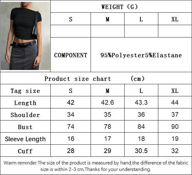 Women's Short Sleeve Summer Crop Tops Ruched Slim Fit Going Out T Shirts
