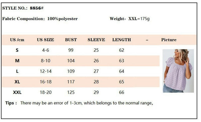 Womens Chiffon Puff Short Sleeve Ruched Square Neck Loose Fit Shirts Tops