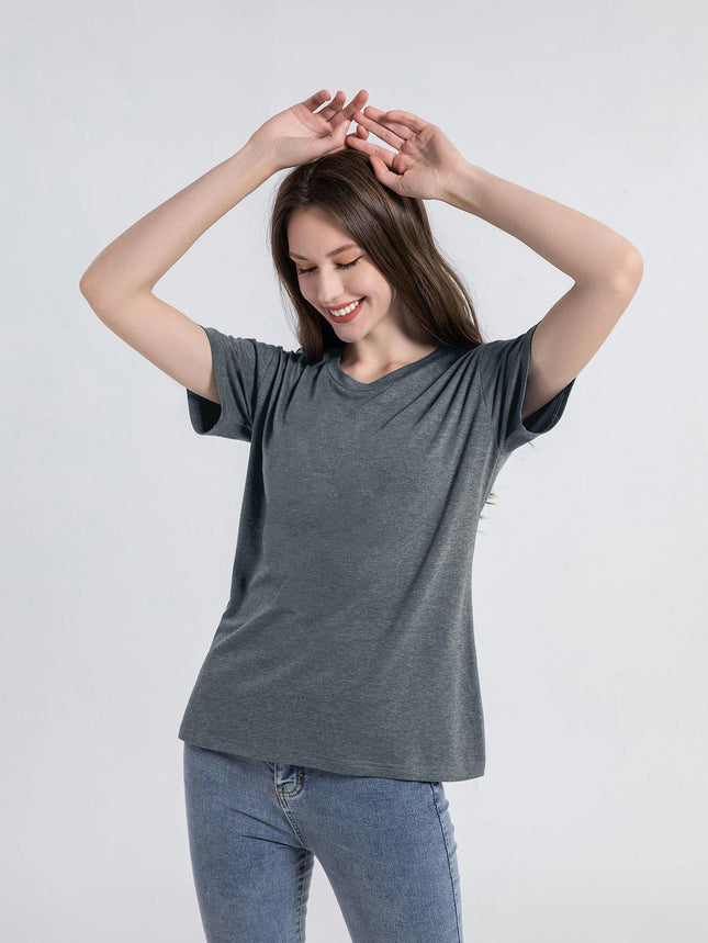 Summer Tops for Women Crewneck Short Sleeve Loose Fit Soft Blouses