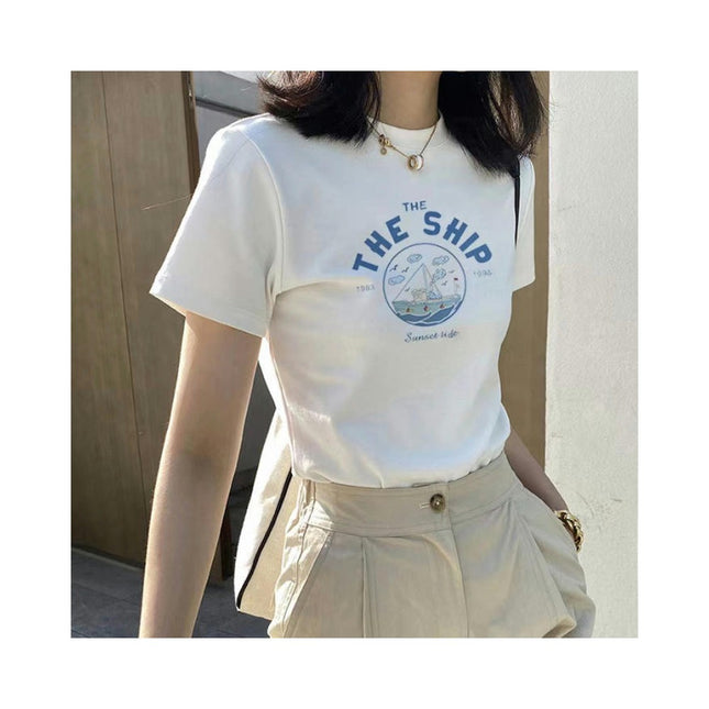 Graphic Tees for Women Short Sleeve Summer Tops Crewneck T Shirt