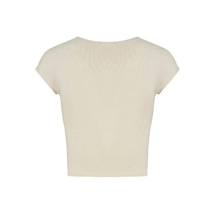Women Crop Tops Crew Neck Short Sleeve Tight T Shirts Summer Casual Tee