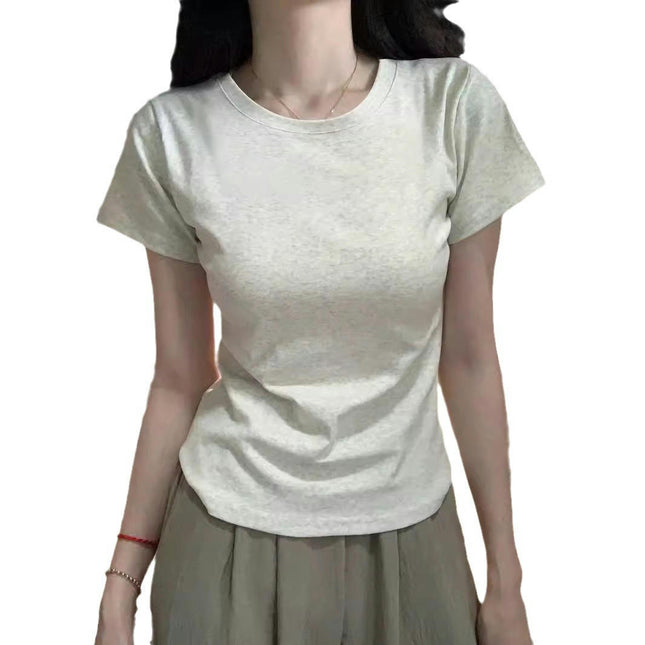 Womens Casual Short Sleeve Crewneck T Shirts Summer Slim Fit Basic Tops