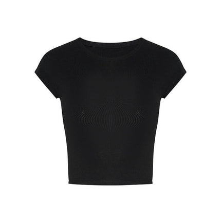Womens Basic T-Shirts Round Neck Short Sleeve Crop Tops Summer Slim Fit Tees
