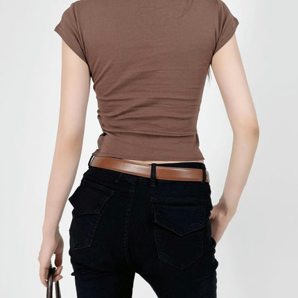Women's Casual Basic Going Out Crop Tops Short Sleeve Slim Fit Crew Neck Tight T Shirts