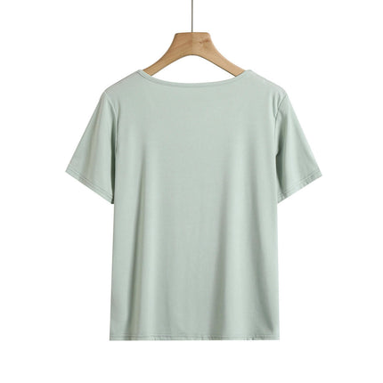 Women's Basic Short Sleeve Shirts Casual Going Out Tops Loose Fit V Neck T Shirts