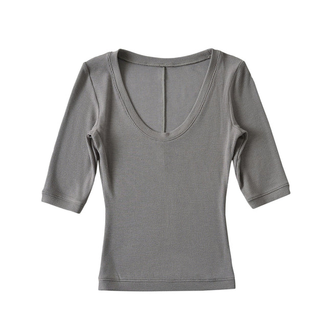 Women's Scoop Neck Half Sleeve T Shirts Going Out Crop Tops Slim Fit Tees