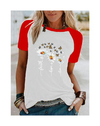 Womens Short Sleeve Crewneck Shirts Loose Casual Graphic Printed T-Shirt