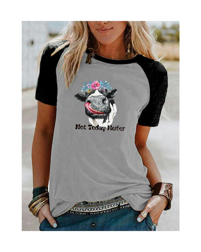 Women's Crewneck Graphic Print Short Sleeve T-Shirts Casual Loose Fit Tops