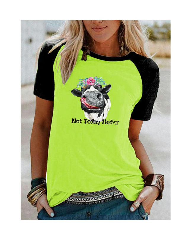 Women's Crewneck Graphic Print Short Sleeve T-Shirts Casual Loose Fit Tops