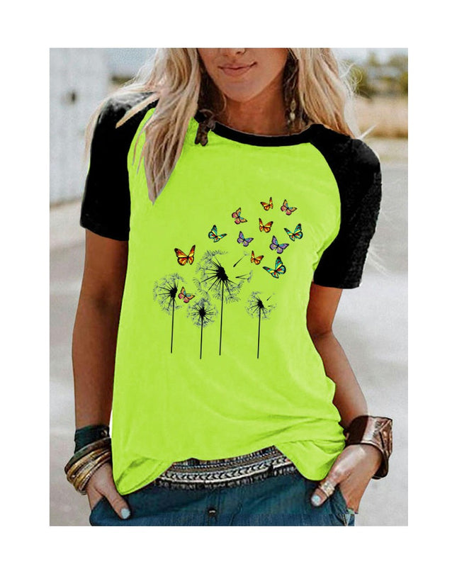 Womens Raglan Short Sleeve Crewneck Shirts Loose Casual Tee T-Shirt