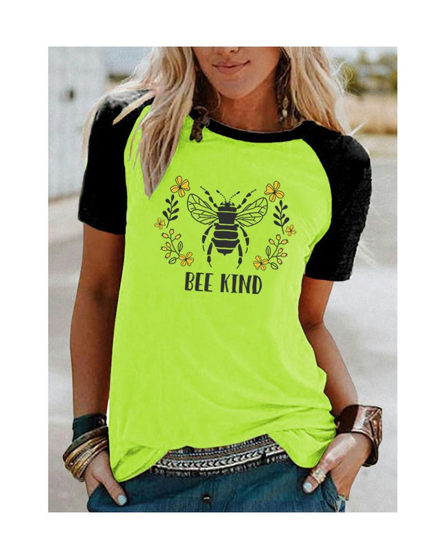 Women's Graphic Print Raglan Short Sleeve Tops Crew Neck Casual T Shirts