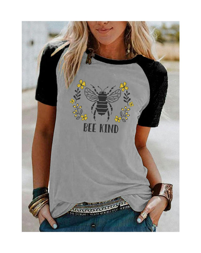 Women's Graphic Print Raglan Short Sleeve Tops Crew Neck Casual T Shirts