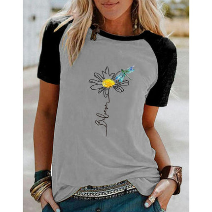 Women's T-Shirt Short Sleeve Crewneck Floral Graphic Tees Summer Print Casual Tops