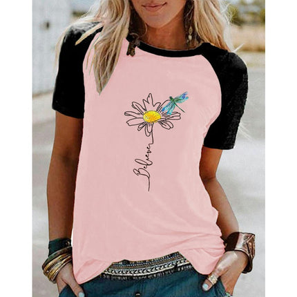 Women's T-Shirt Short Sleeve Crewneck Floral Graphic Tees Summer Print Casual Tops
