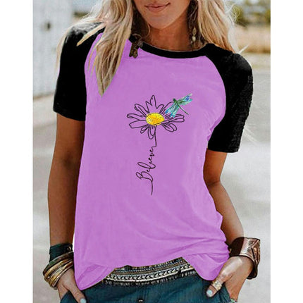 Women's T-Shirt Short Sleeve Crewneck Floral Graphic Tees Summer Print Casual Tops