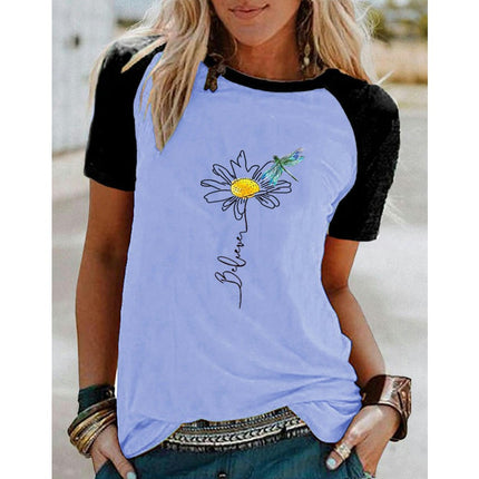 Women's T-Shirt Short Sleeve Crewneck Floral Graphic Tees Summer Print Casual Tops