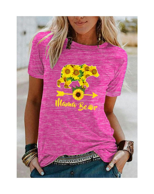 Women's Graphic Print Tops Casual Short Sleeve Summer Crew Neck T Shirt