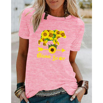 Women's Graphic Print Tops Casual Short Sleeve Summer Crew Neck T Shirt