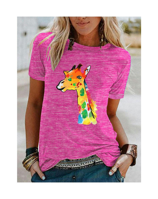 Women's Tops Casual Funny Print Graphic Tee Crew Neck Short Sleeve Summer T Shirts