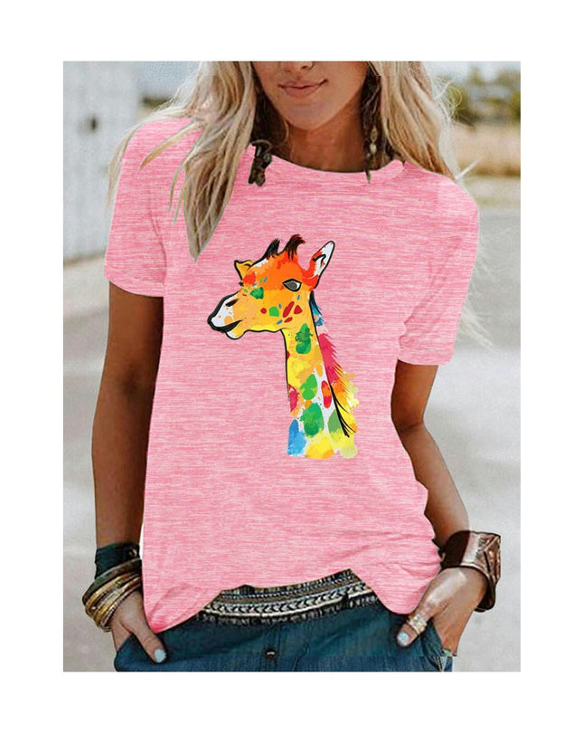 Women's Tops Casual Funny Print Graphic Tee Crew Neck Short Sleeve Summer T Shirts