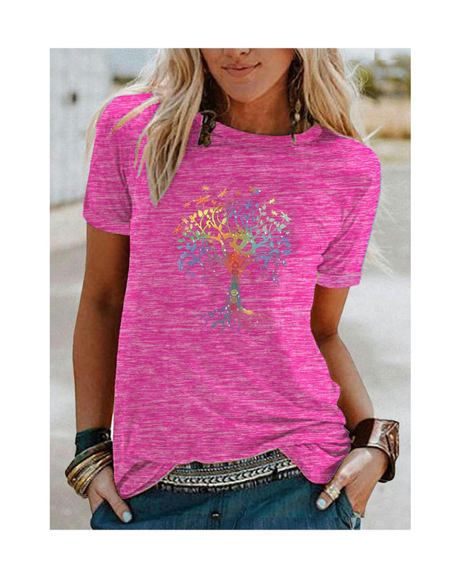 Womens Summer Funny Print Tops Short Sleeve Round Neck T-Shirts